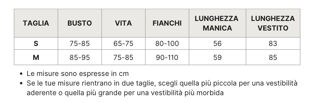 Guida alle taglie per questo capo