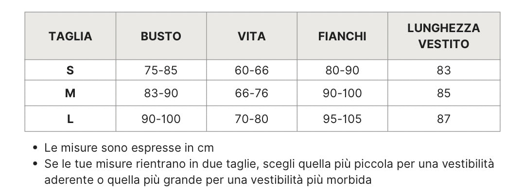 Guida alle taglie per questo capo