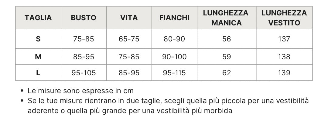 Guida alle taglie per questo capo