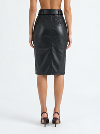 Vivienne Black Faux Leather Midi Skirt
