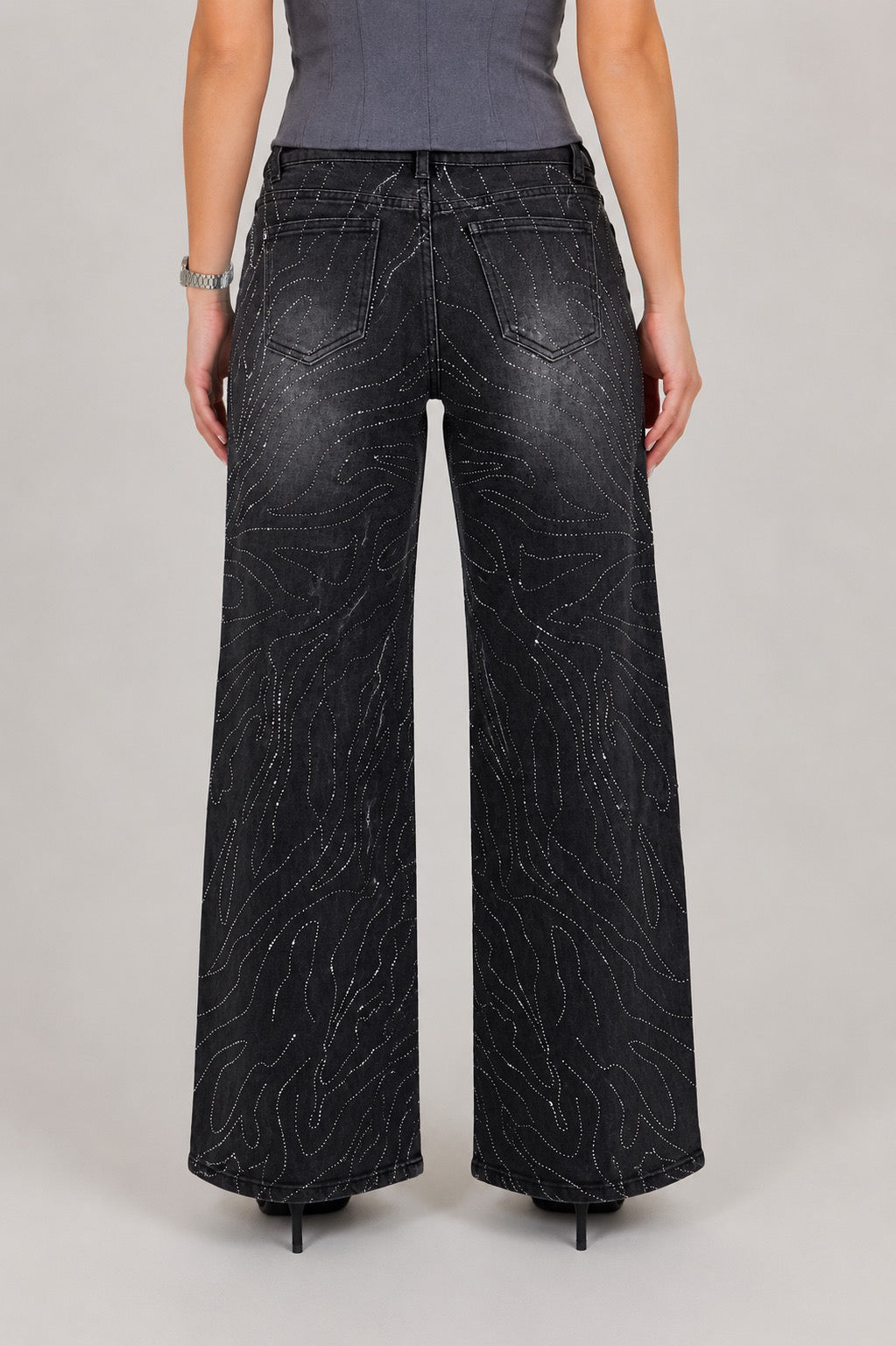 Jeans Diamond Wave - Grigio scuro