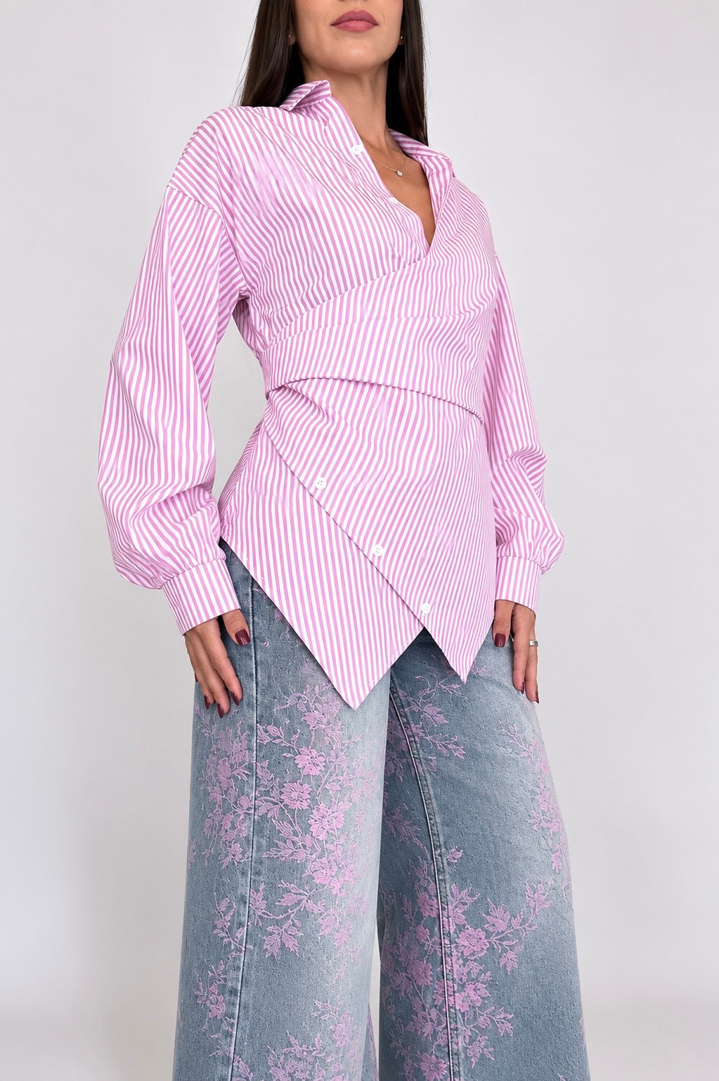 Camicia Stripes - Bianco/Rosa