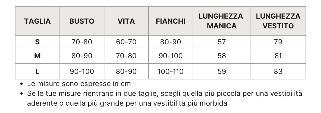 Guida alle taglie per questo capo
