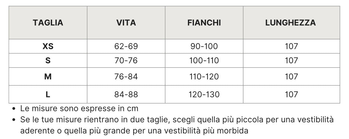 Guida alle taglie per questo capo