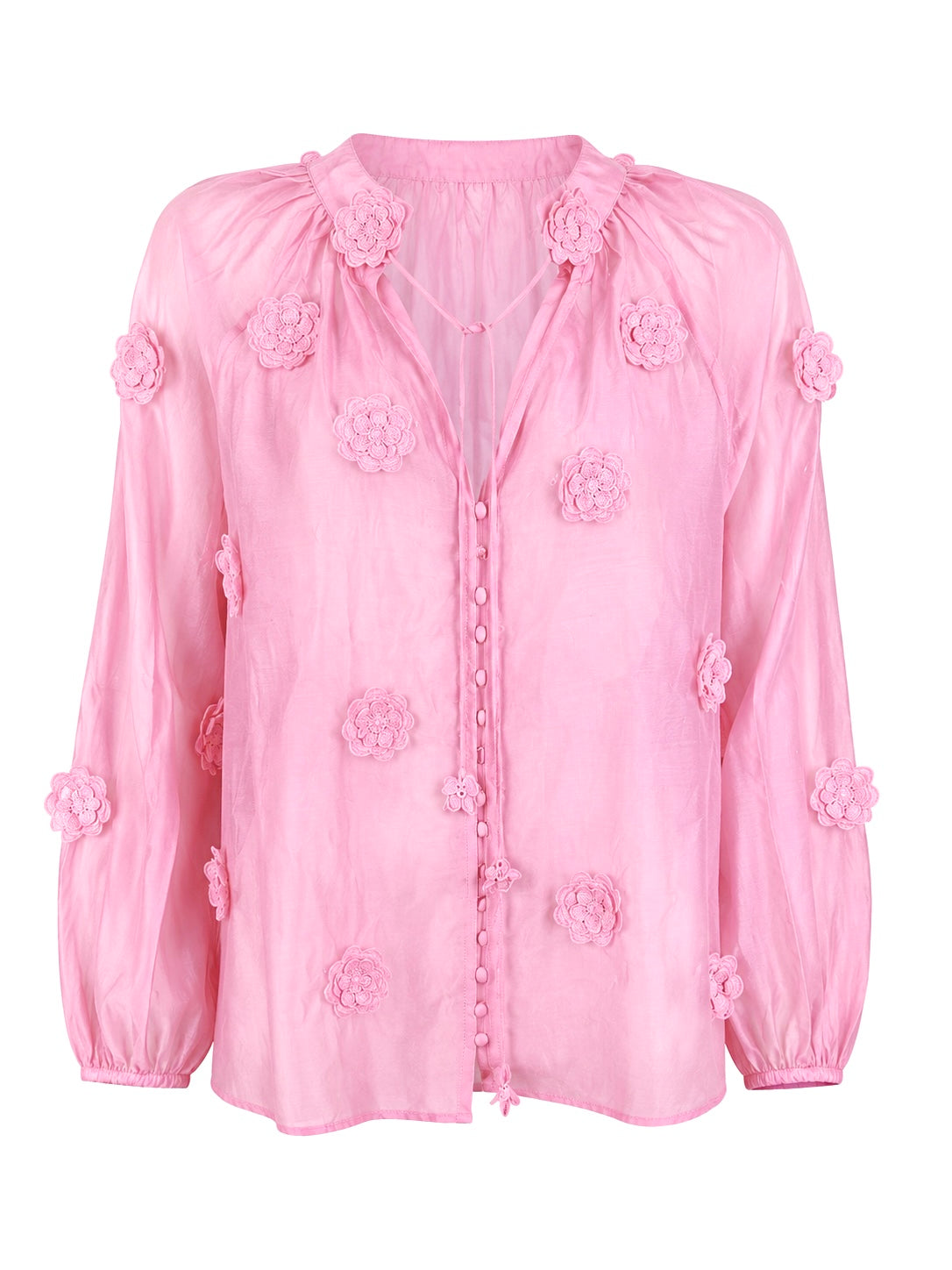 Blusa con dettagli floreali - Rosa
