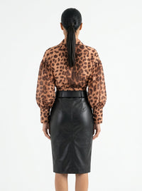 Vivienne Black Faux Leather Midi Skirt