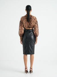 Vivienne Black Faux Leather Midi Skirt