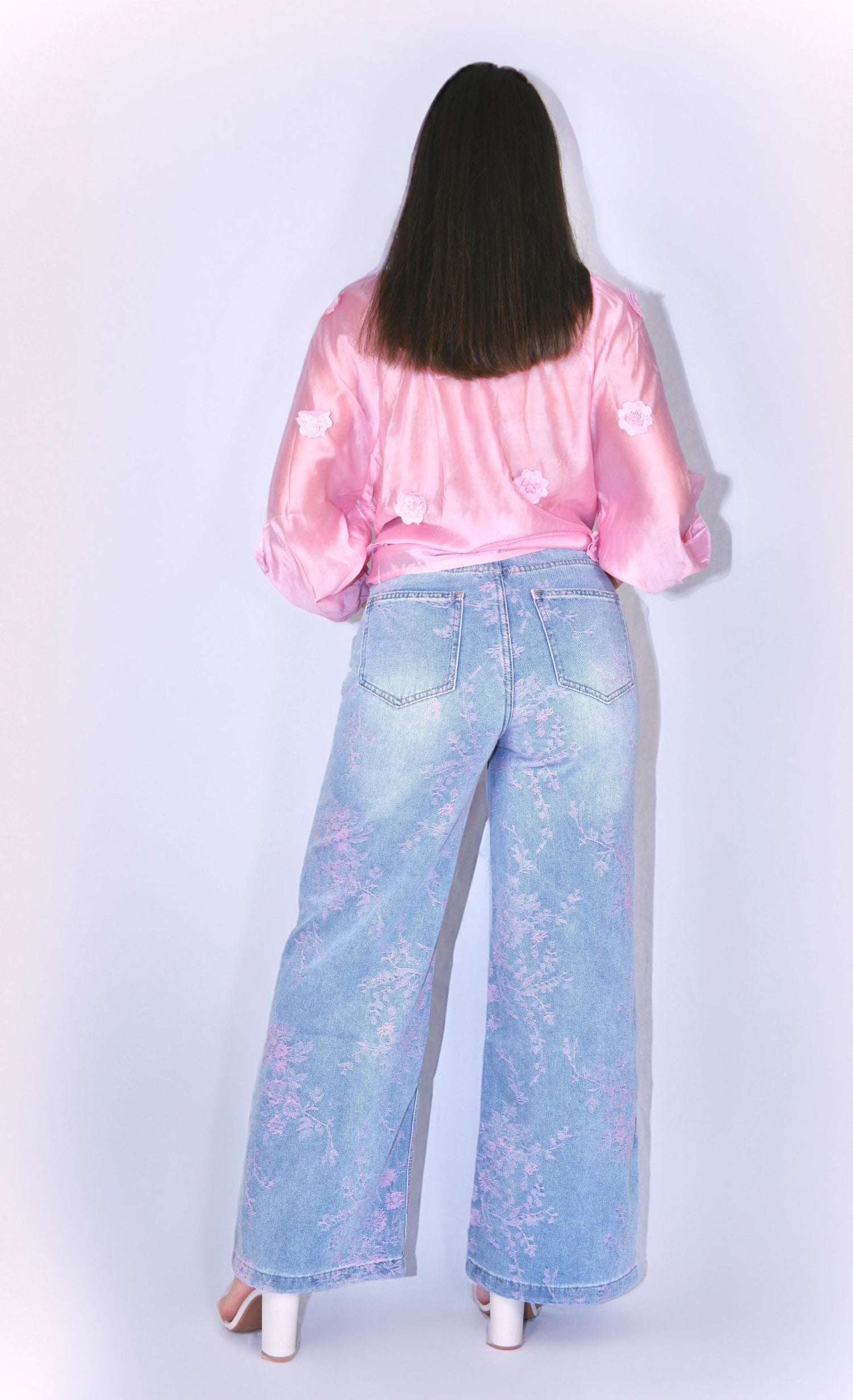 Jeans Floral - Rosa