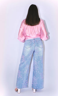 Jeans Floral - Rosa