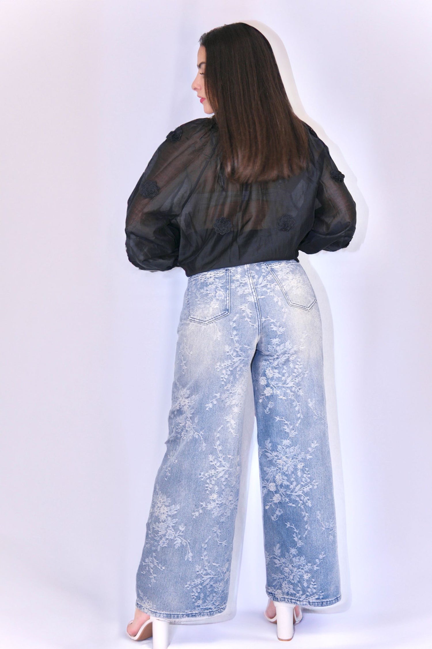 Jeans Floral - Denim