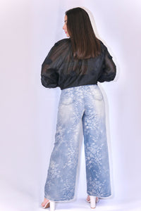 Jeans Floral - Denim